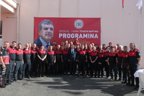 BAŞKAN BEYAZGÜL İTFAİYECİLİK HAFTASINDA İTFAİYE ERLERİYLE BULUŞTU (1)